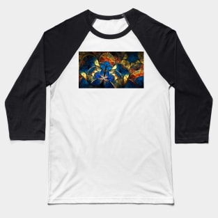 Abstract Blue Gold Geometric Patterns Baseball T-Shirt